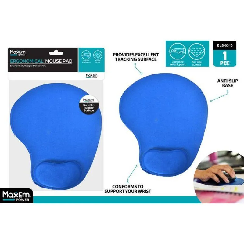 Maxem Blue Mouse Pad with Wrist Rest