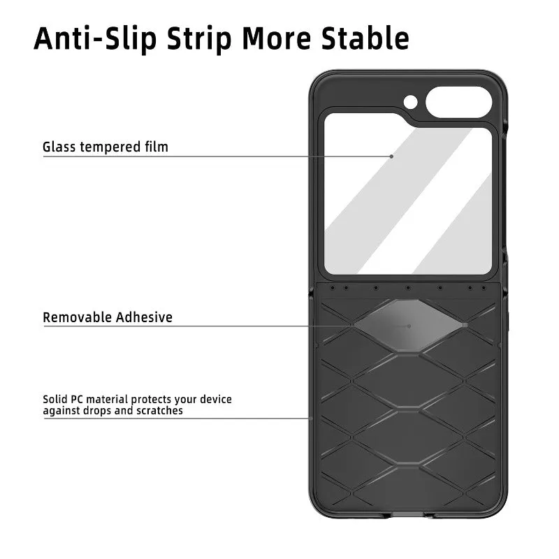 Military Graded Ultra-thin Fold Screen Mobile Phone Case With Glass Tempered Film For Samsung Galaxy Z Flip 5