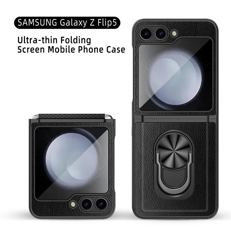 Military Graded Ultra-thin Fold Screen Mobile Phone Case With Glass Tempered Film For Samsung Galaxy Z Flip 5