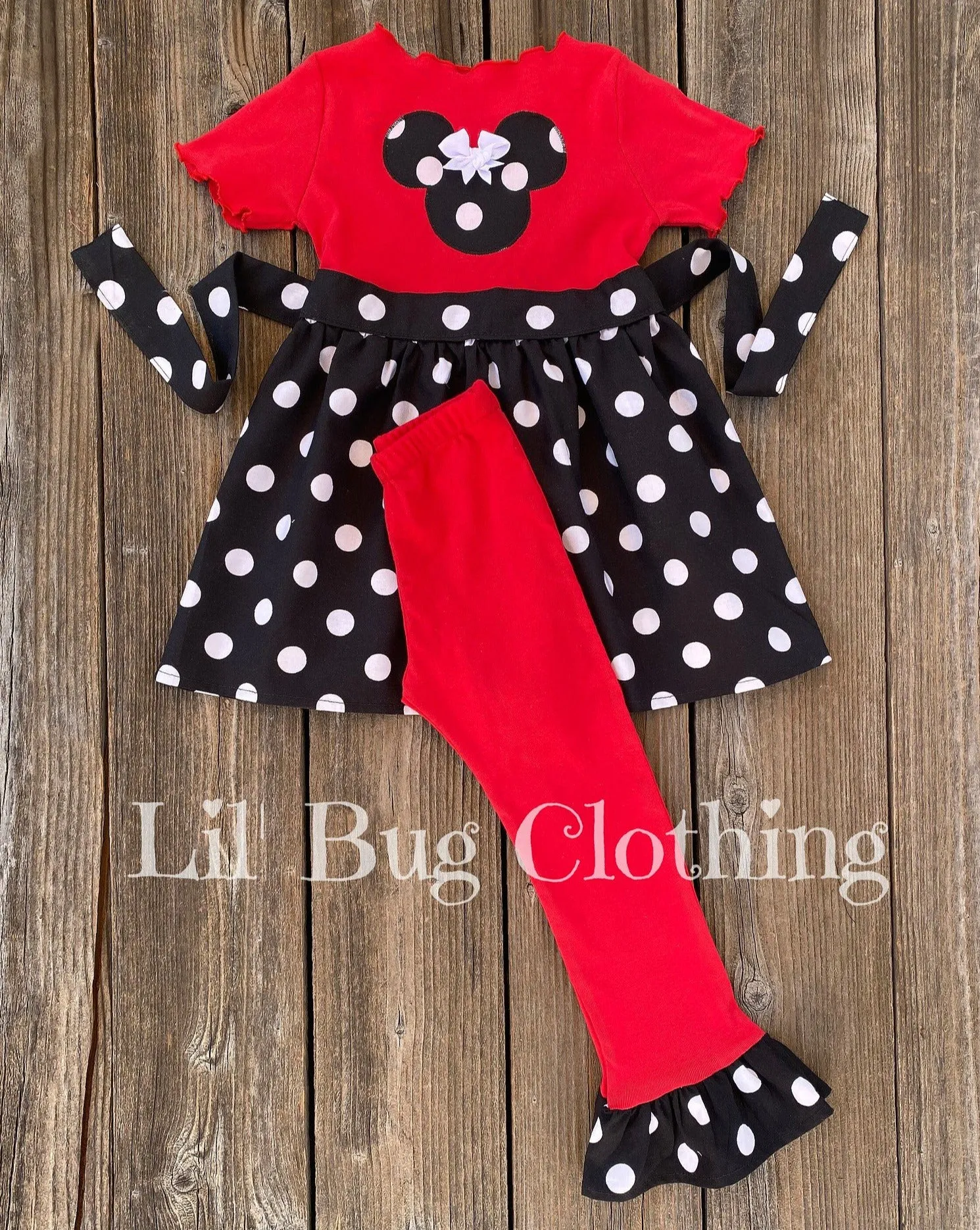 Minnie Mouse Red Black Polka Dot Outfit