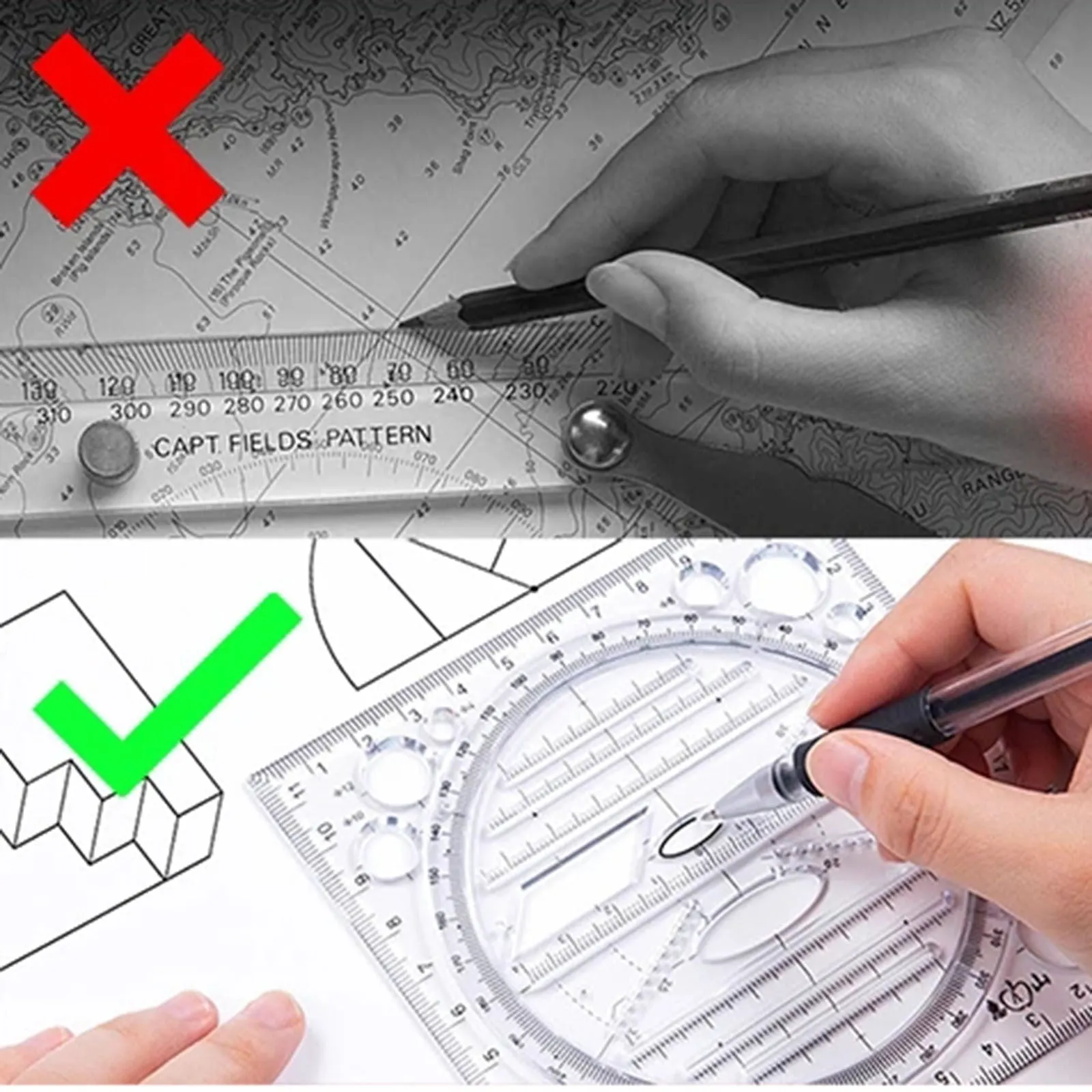 Multi Function Quickly Draw and Measuring Ruler