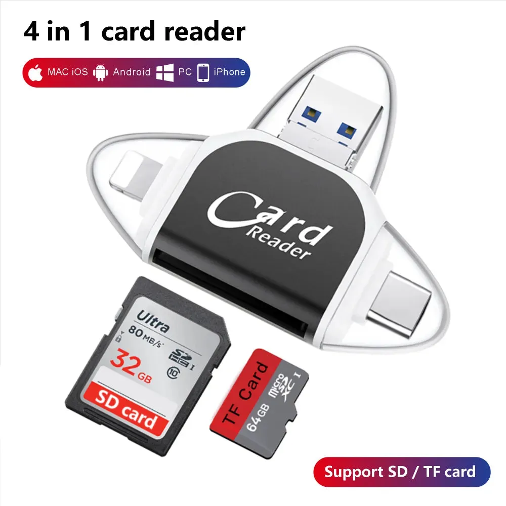 Multi-Port 4in1 Universal SD TF Card Reader