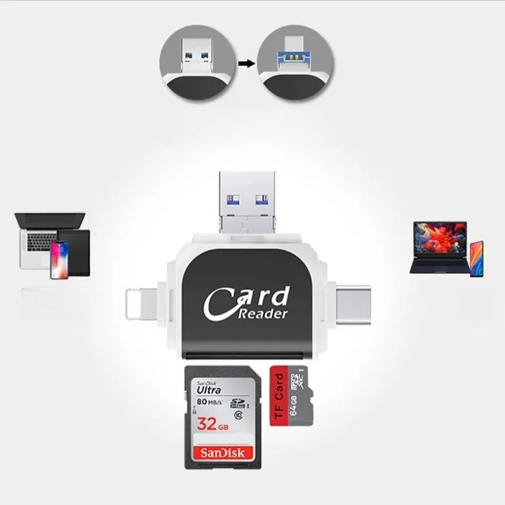 Multi-Port 4in1 Universal SD TF Card Reader