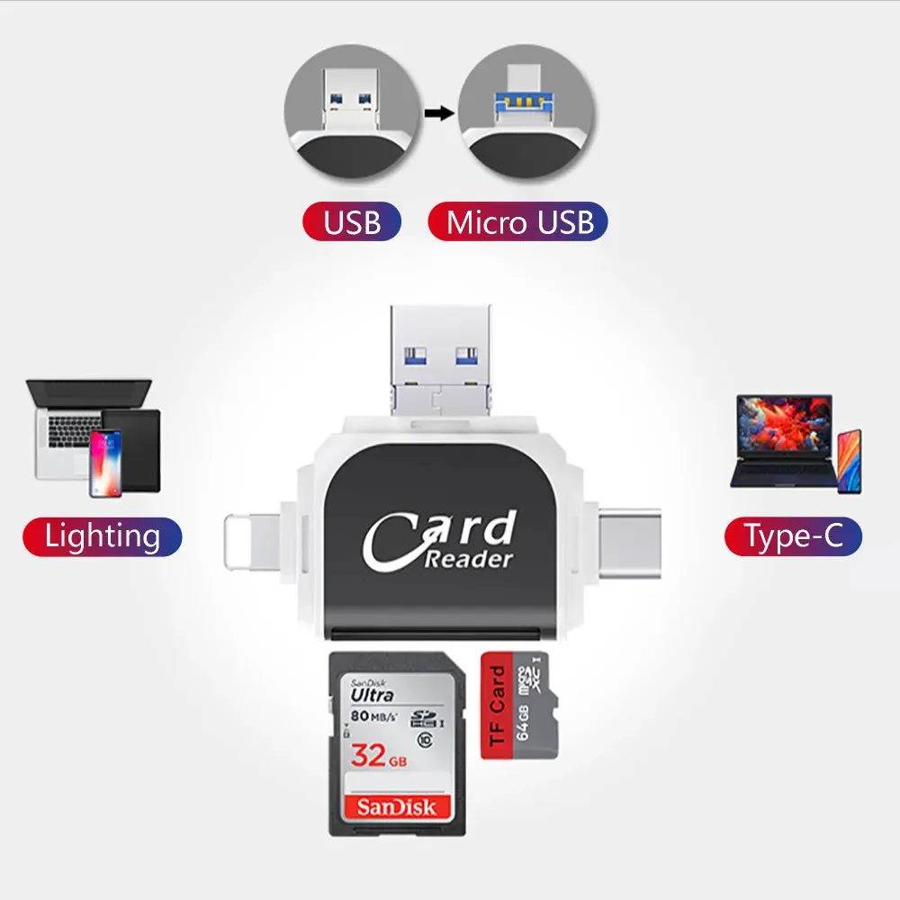 Multi-Port 4in1 Universal SD TF Card Reader