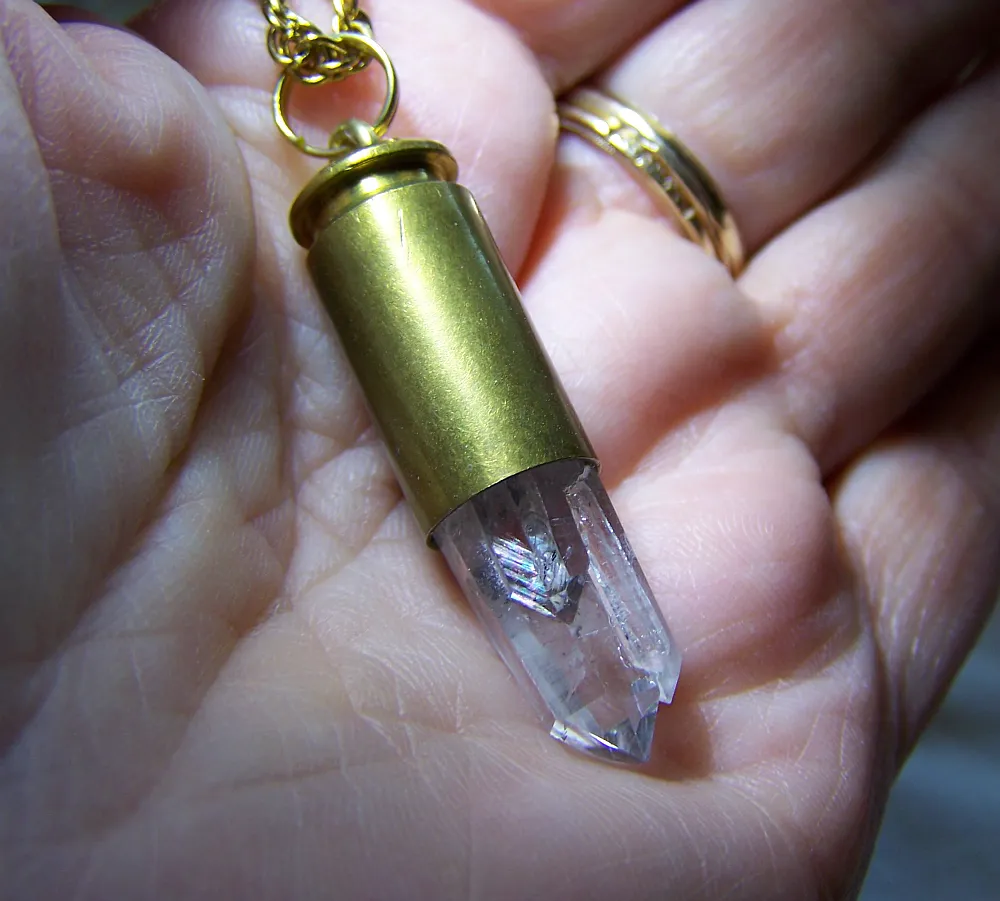 Natural Quartz Crystal Bullet Jewelry Pendant