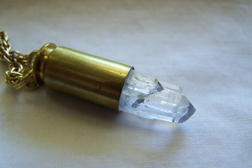 Natural Quartz Crystal Bullet Jewelry Pendant