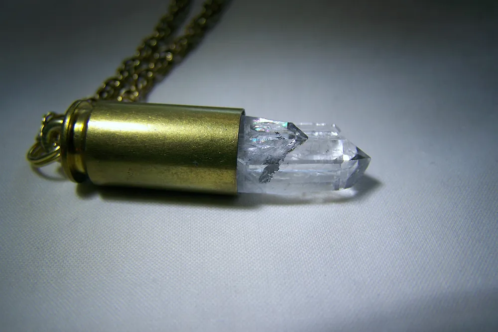 Natural Quartz Crystal Bullet Jewelry Pendant