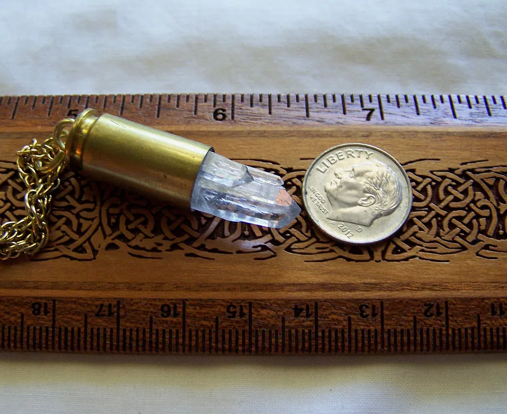 Natural Quartz Crystal Bullet Jewelry Pendant