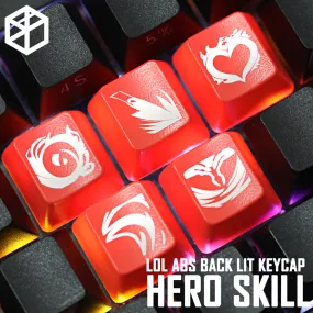 Novelty Shine Through Keycaps ABS Etched lol black red r2 hero skill Evelynn Team