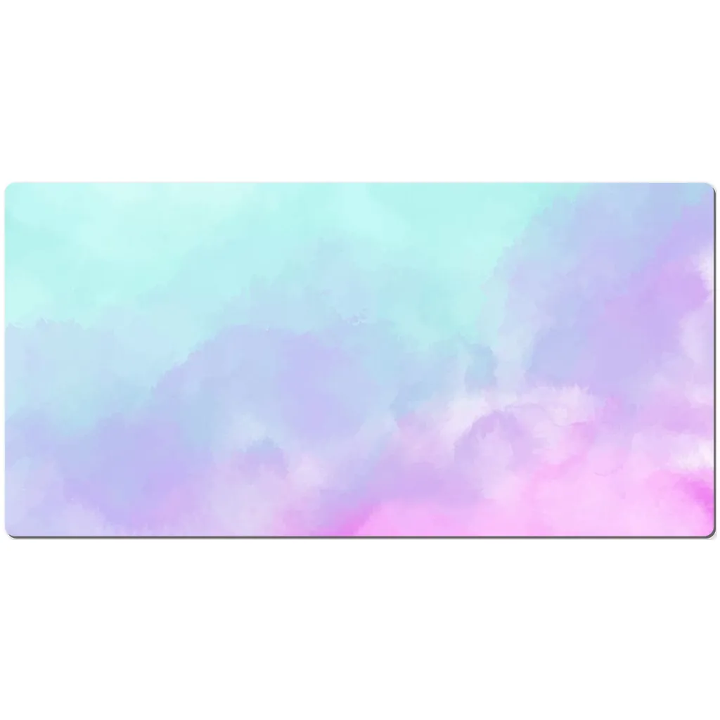 Pastel Watercolor Desk Mat, Pink Art Small Extra Large Wide Gaming Keyboard Mouse Unique Office Computer Laptop Pad