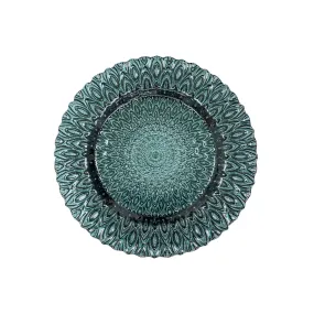 Peacock Glass Charger Plate - Teal