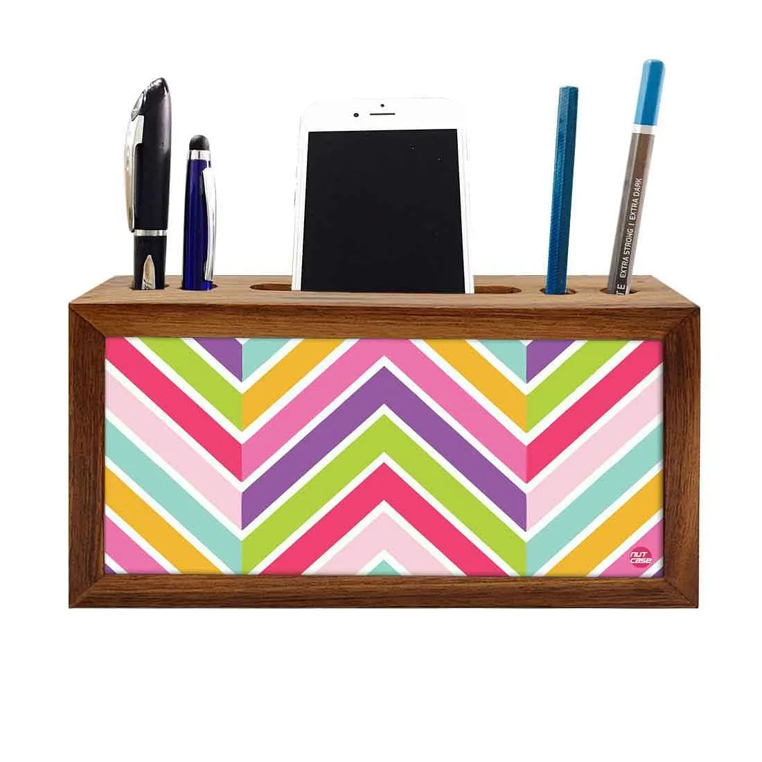 Pen Mobile Stand Holder Desk Organizer - Colorful Lines