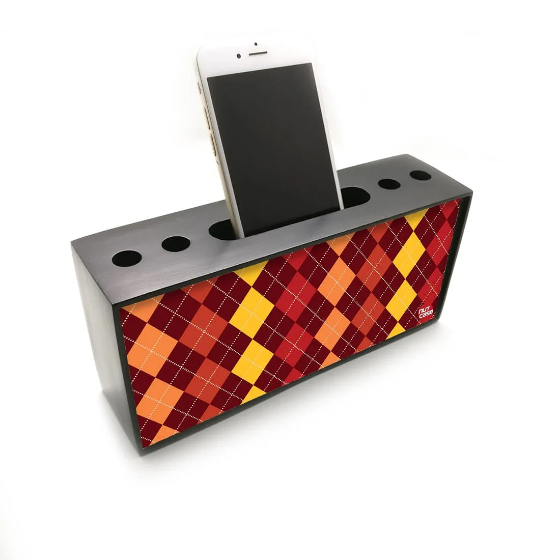 Pen Mobile Stand Holder Desk Organizer - Diamond Yellow And Red