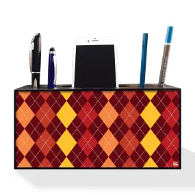 Pen Mobile Stand Holder Desk Organizer - Diamond Yellow And Red