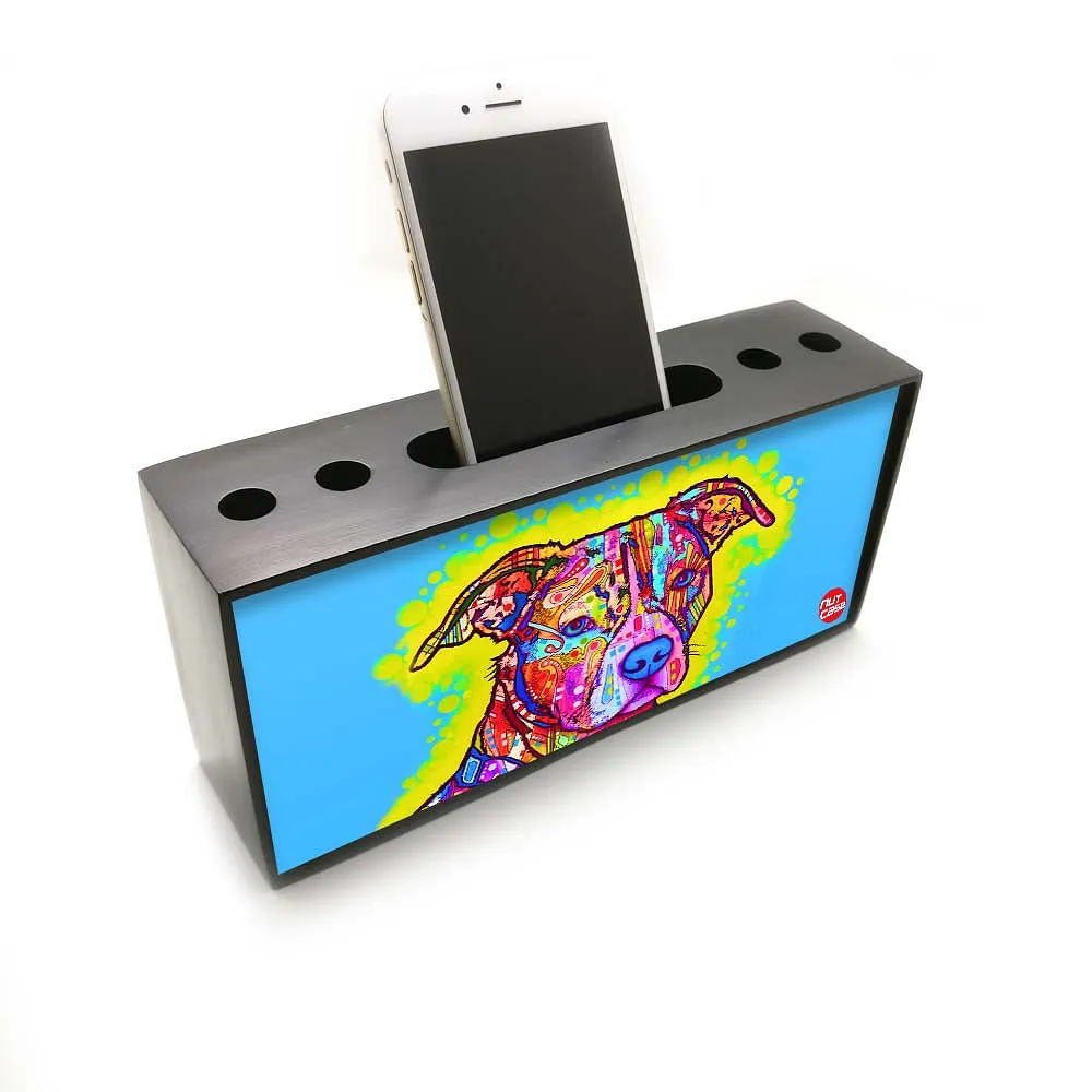 Pen Mobile Stand Holder Desk Organizer - Dog Blue