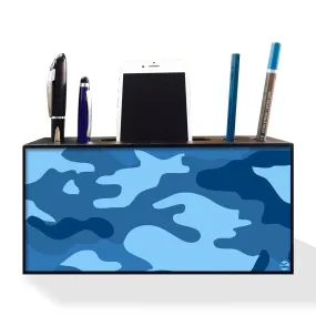 Pen Mobile Stand Holder Desk Organizer - Navy Blue Army Camouflage