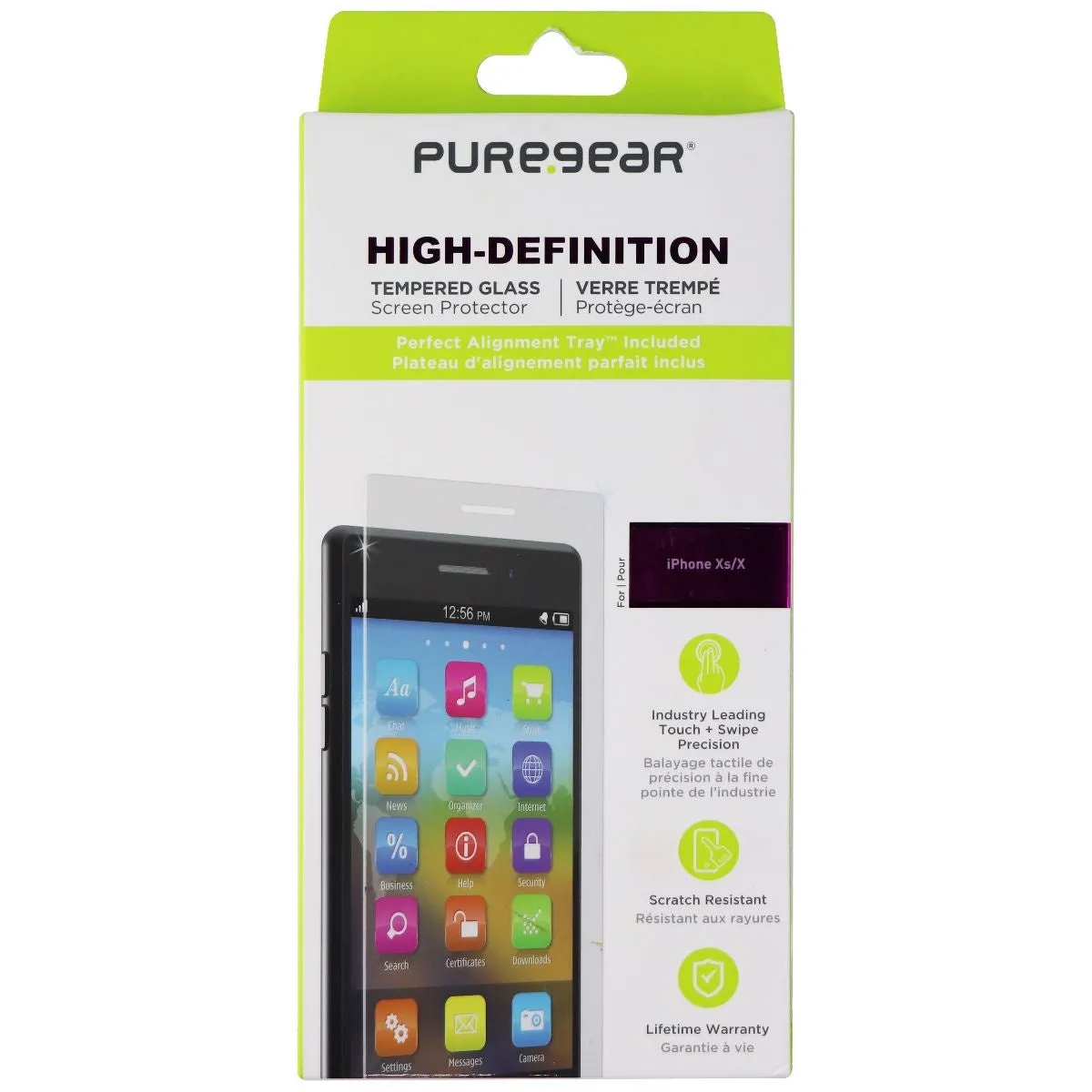 PureGear HD Clear Tempered Glass Screen Protector for Apple iPhone Xs/X - Clear