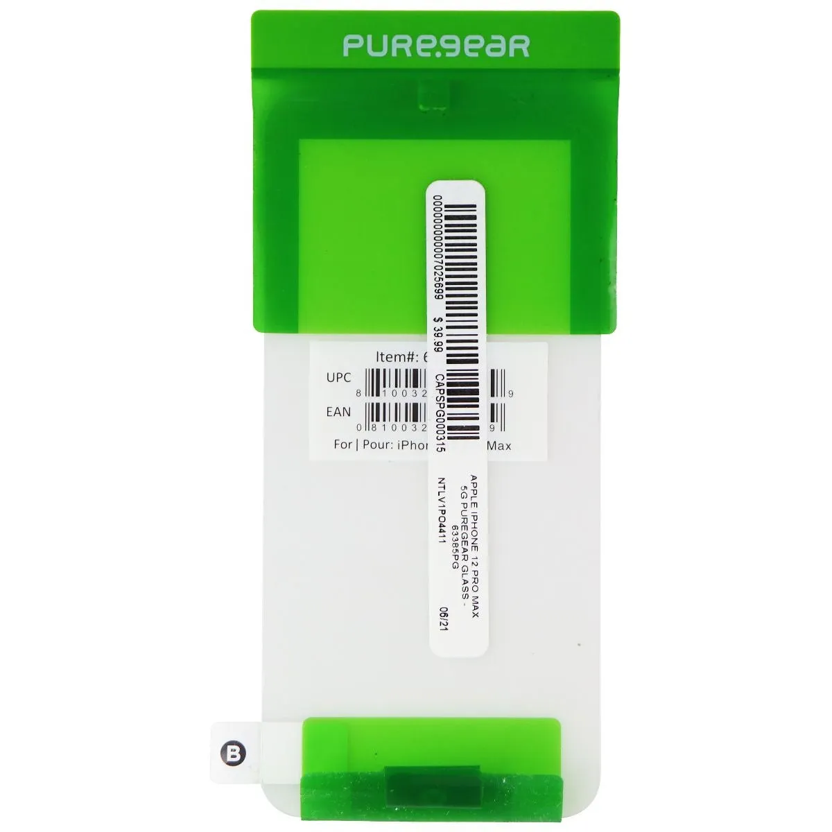 PureGear Tempered Glass Protector for iPhone 12 Pro Max - Clear (BULK) 63385PG