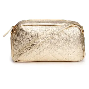 Quilted Tapered Crossbody Bag - Gold