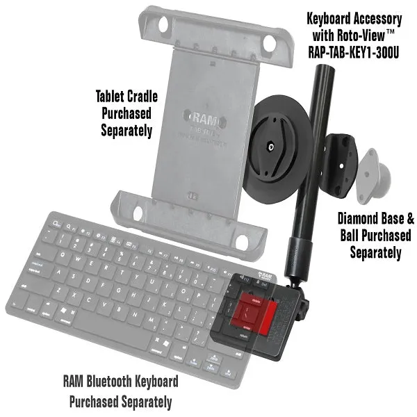 RAM® Keyboard Accessory for Tablets with RAM® Roto-View (RAP-TAB-KB1-300U)