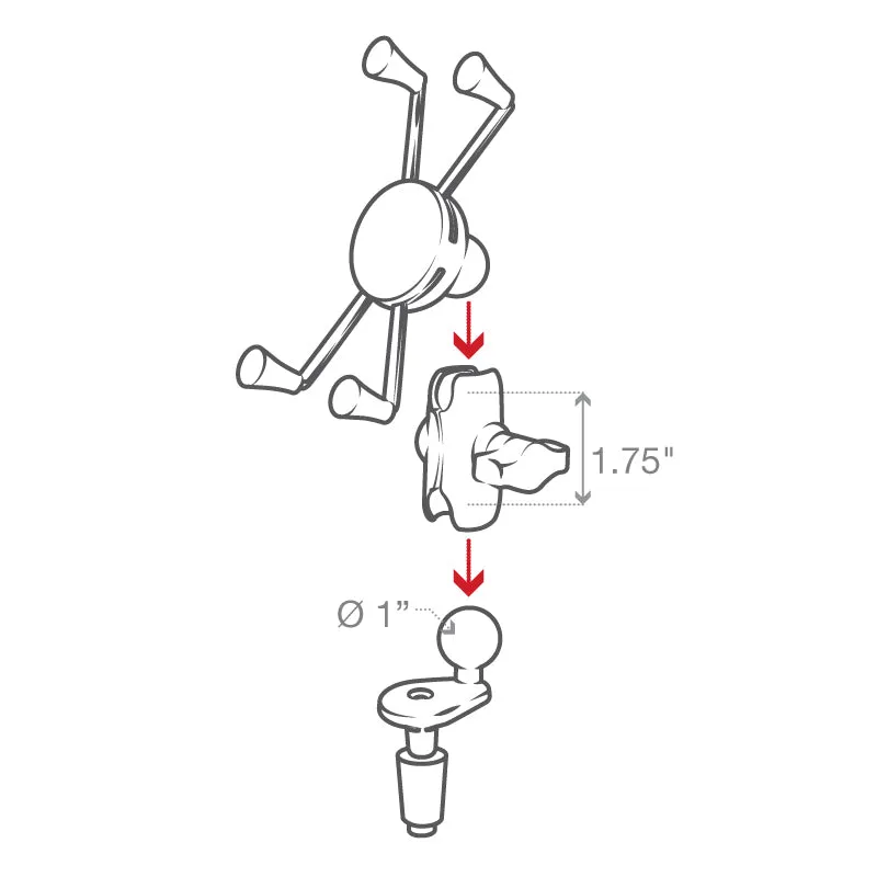 Ram X-Grip Large Phone Mount w/ Motorcycle Fork Stem Base | RAM-B-176-A-UN10U