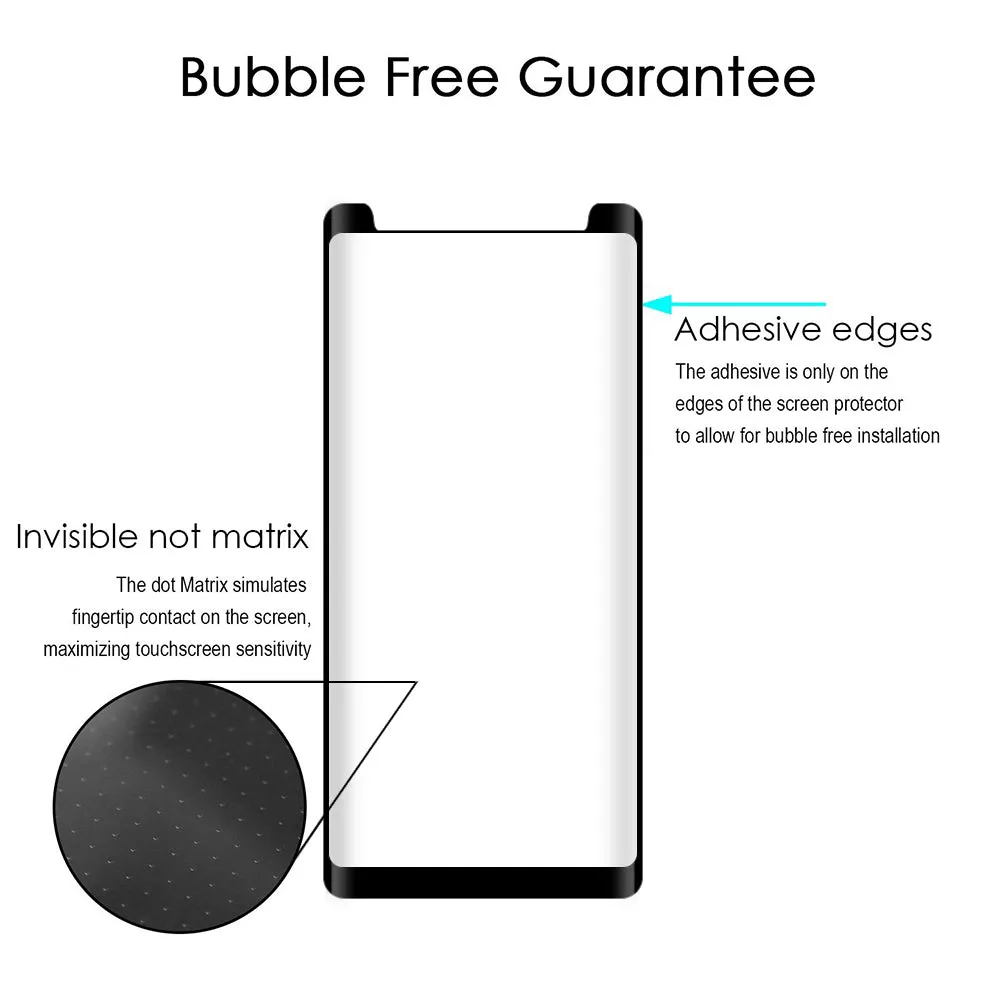 Samsung Galaxy Note 8, Premium Full Screen HD Tempered Glass Ultra Thin Scratch Free Screen Protector - Black