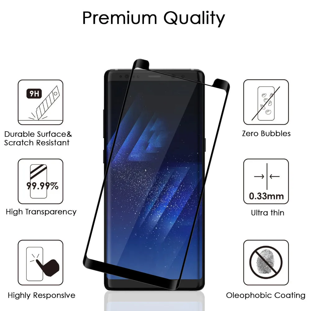 Samsung Galaxy Note 8, Premium Full Screen HD Tempered Glass Ultra Thin Scratch Free Screen Protector - Black