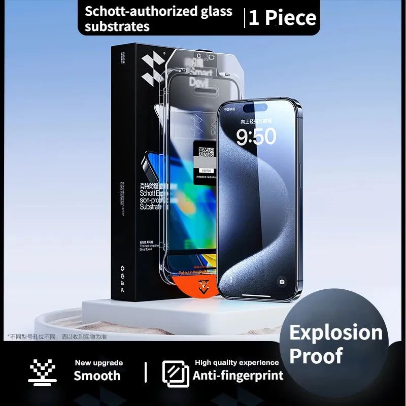 Schott Glass Dust-free Screen Protector for iPhone 15 Pro Max 15 Plus HD Full Cover Tempered Glass for iPhone 15 Pro