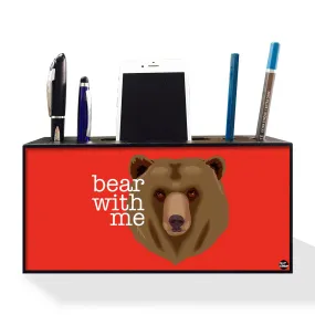 Small Mobile and Pen Holder Desk Organizer for Office Use - Bear