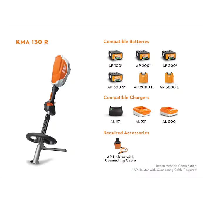 Stihl | KMA 130 R Battery KombiSystem | w/ AP 300 Battery, AL 500 Charger and AP Battery Bag with Cord (KMA130R-AP300-AL500-COMBO)