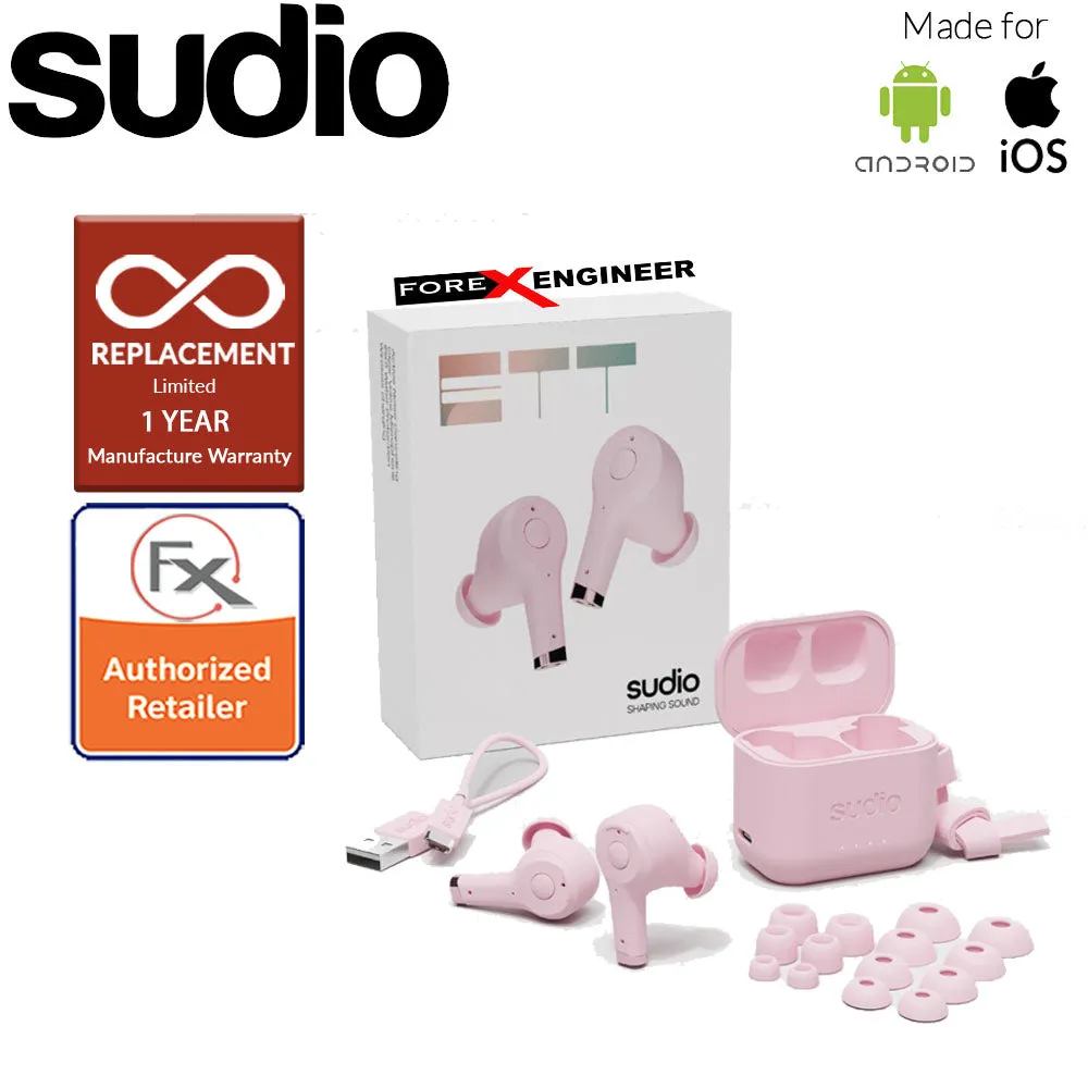 Sudio ETT Wireless Earbuds with  Environmental Noise-Canceling Microphones ( Pink ) ( Barcode : 7350071382370 )