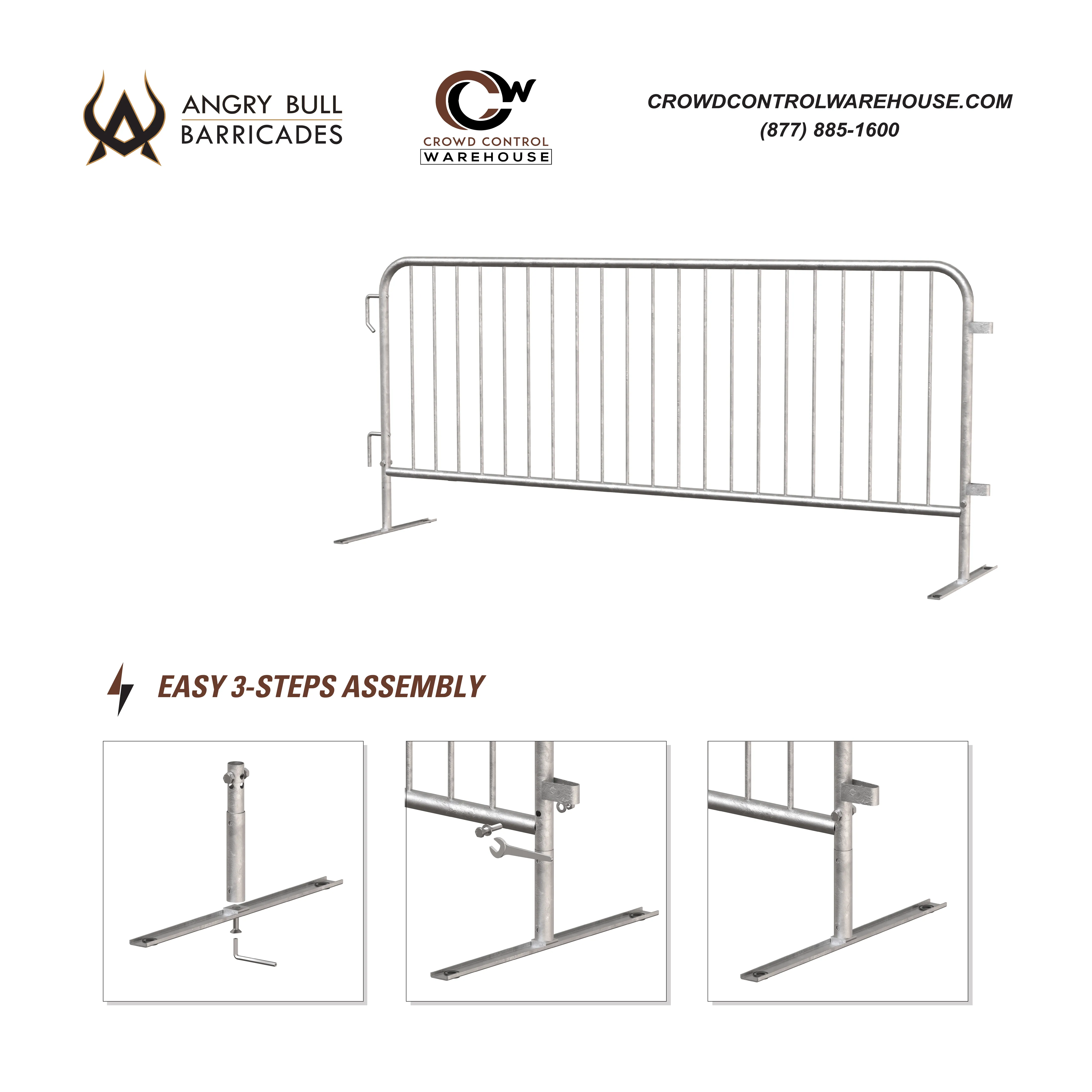 *SUPER BUY* Pack of (10) Heavy Duty Interlocking Steel Barricades, 8.5 Ft.