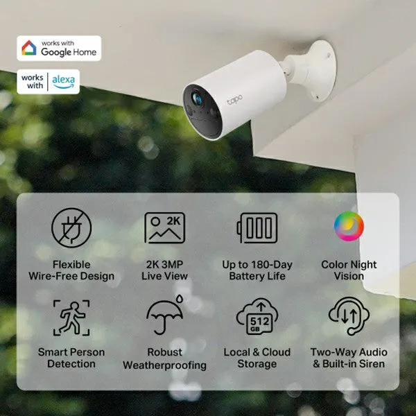 Tapo 2K Smart Indoor/Outdoor Security Camera - White | Tapo C410