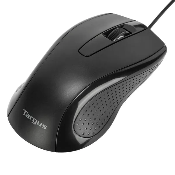 Targus Full-Size - Mouse - Antimicrobial - Optical - Wired - Usb - Black