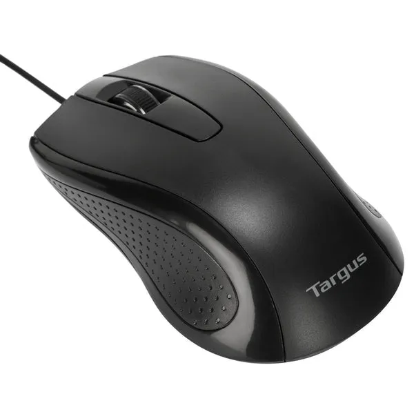 Targus Full-Size - Mouse - Antimicrobial - Optical - Wired - Usb - Black