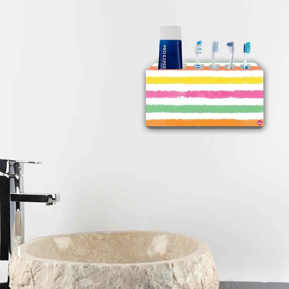 Toothbrush Holder Wall Mounted -Colorful Lines