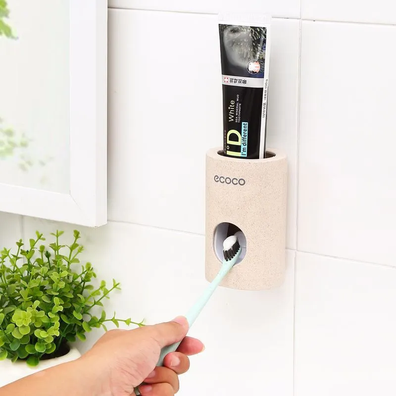 Toothpaste Dispenser (Automatic) Dust-proof Toothbrush Holder With Wall Mount