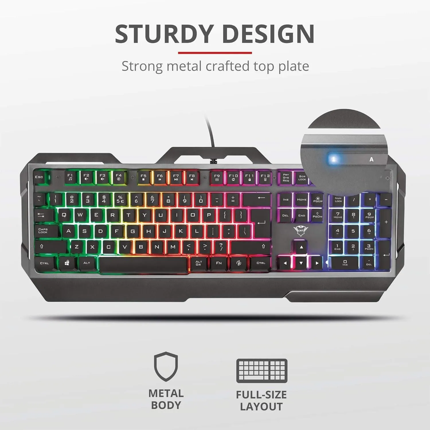 Trust GXT 856 Torac Metal Gaming Keyboard UK QWERTY Black - 23877