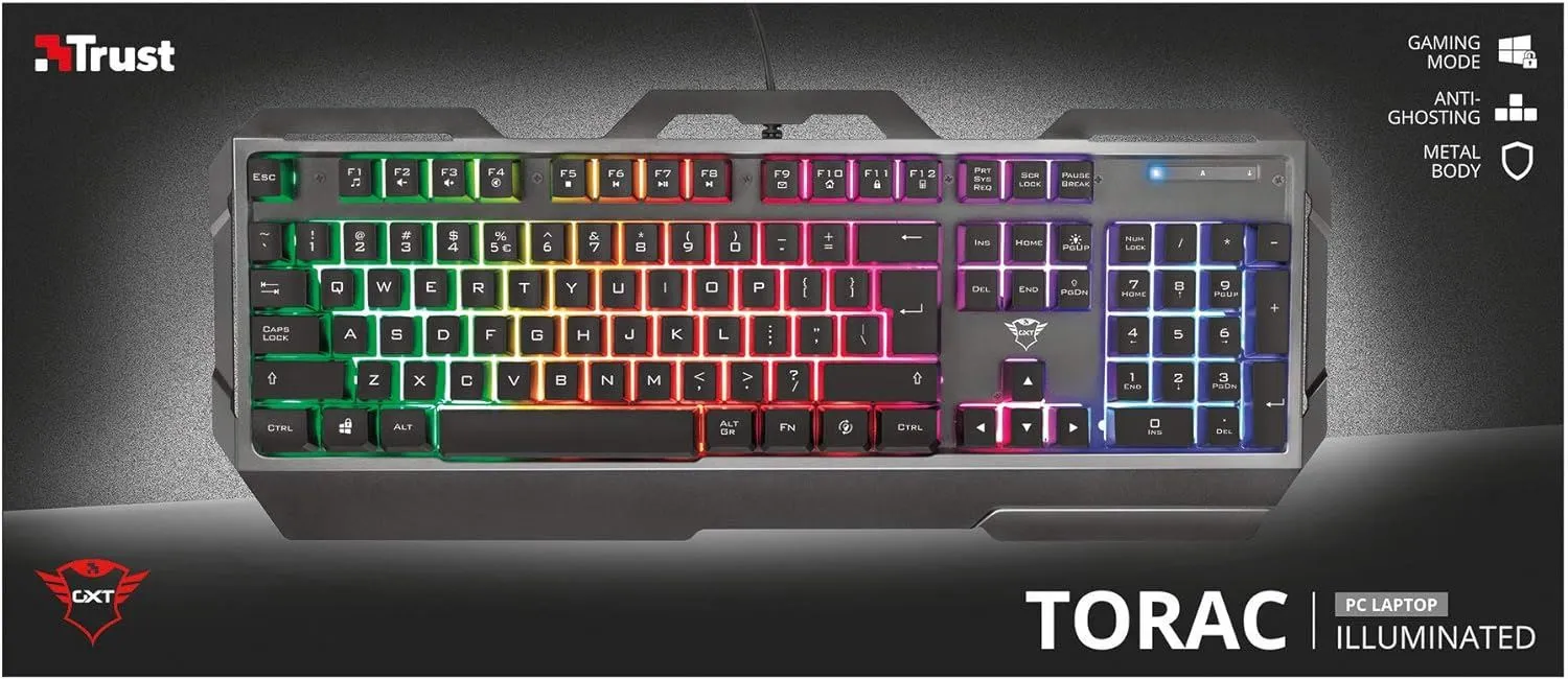 Trust GXT 856 Torac Metal Gaming Keyboard UK QWERTY Black - 23877