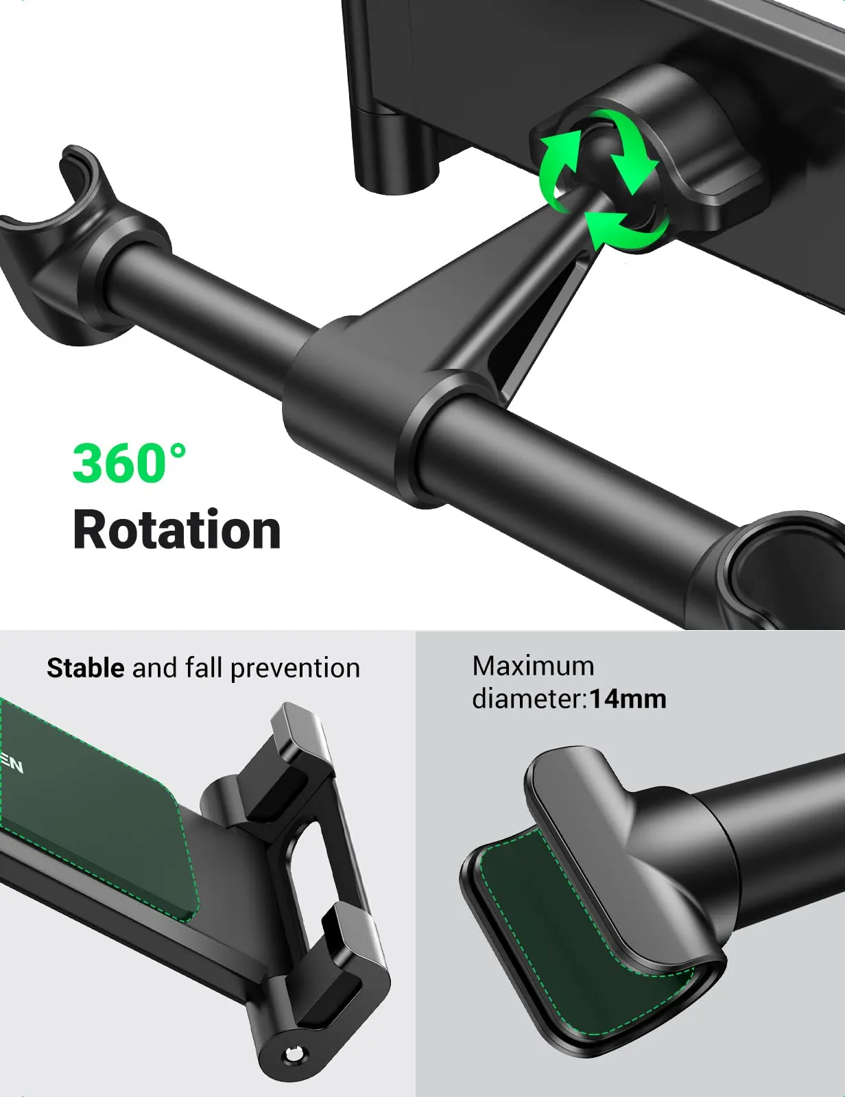 UGREEN Car Tablet & Phone Holder for Back Seat