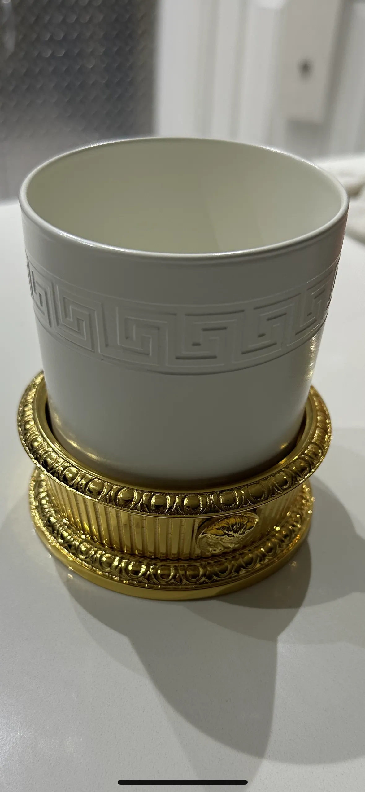 Versace Toothbrush Holder - Limited Classic Gold Medusa & Greek Key Ceramic White