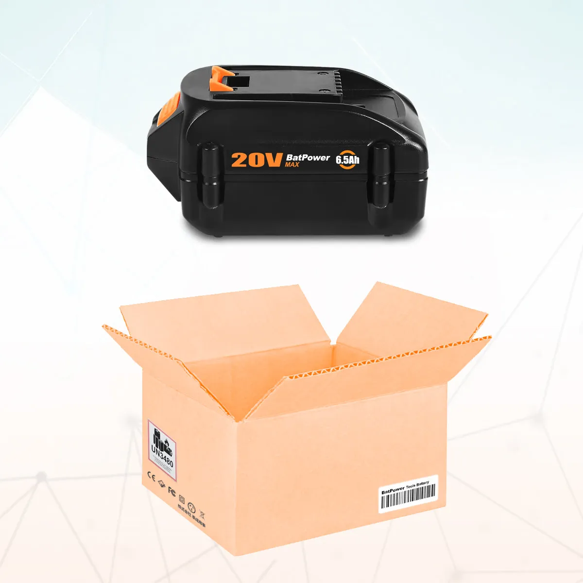 WA3578 20V 6.5Ah Extended Capacity Lithium ion Battery for WORX 20V Battery 6.0Ah 5.0Ah 4.0Ah 3.0Ah 2.0Ah WG630 WG322 WG543 WG163 WA3578 20V Battery