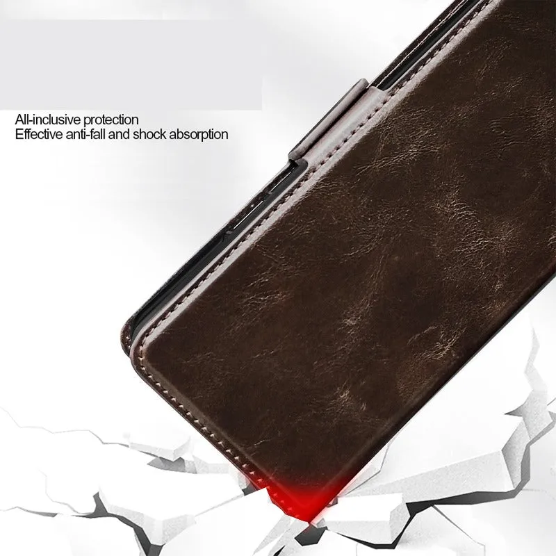 With S Pen Slot Magnetic Leather Phone Case With Card Slot For Samsung Galaxy Z Fold5