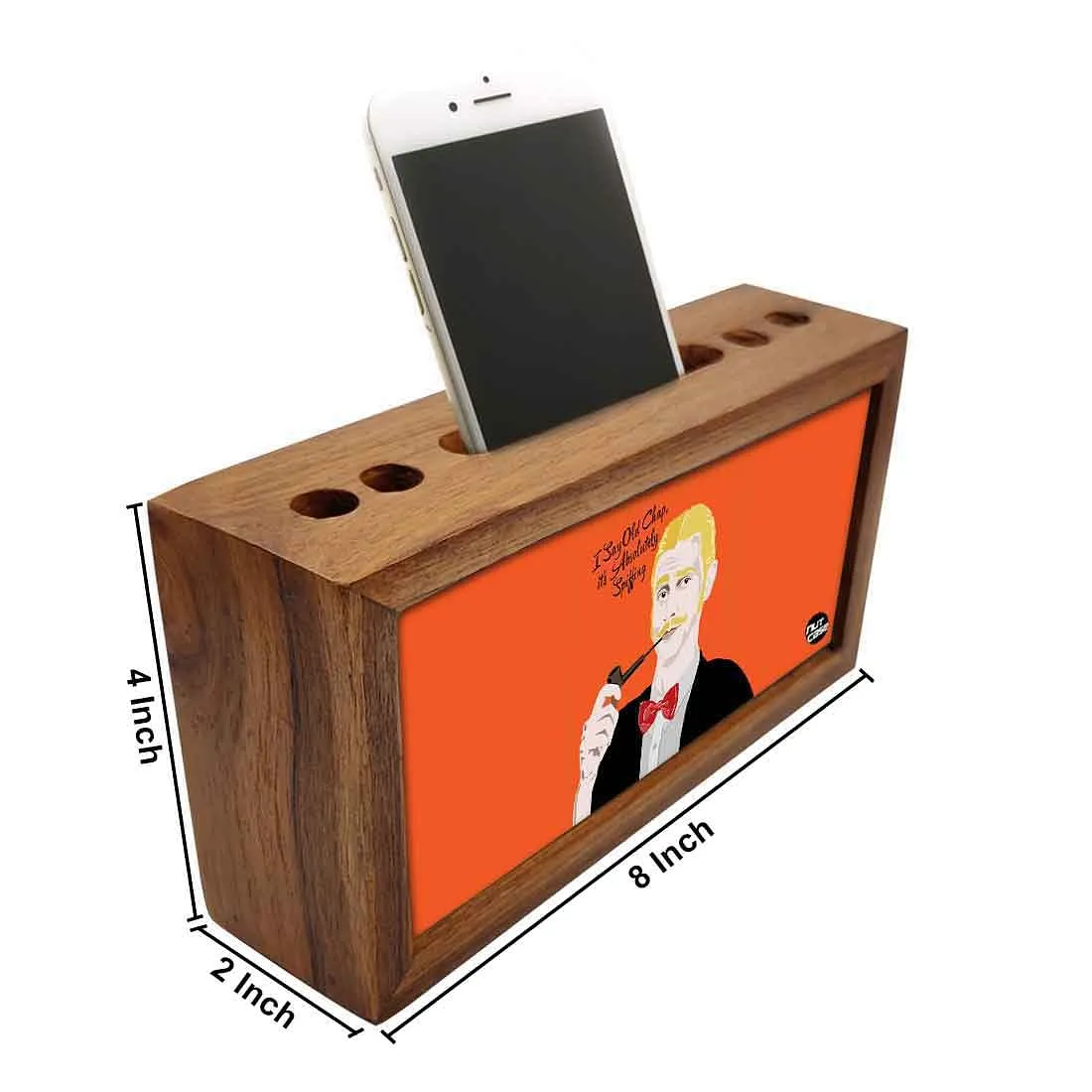 Wooden desk organizer Pen Mobile Stand - Spiffing