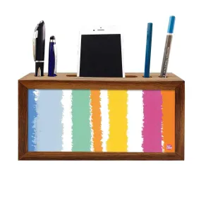 Wooden desk pen mobile organizer - Colorful Stripes