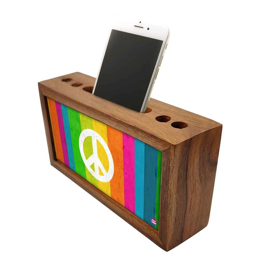 Wooden office desk organizer - Rainbow Peace