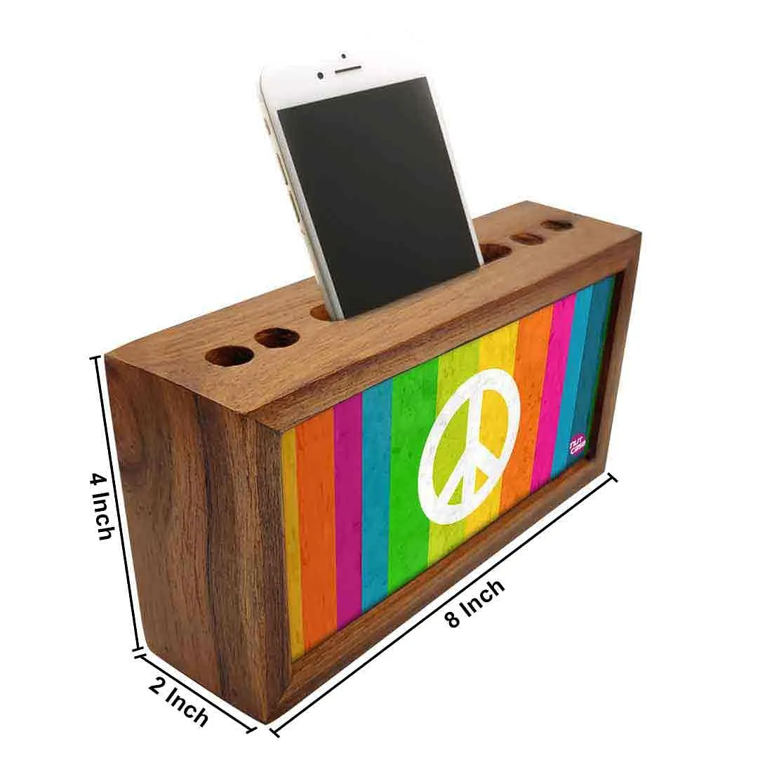 Wooden office desk organizer - Rainbow Peace