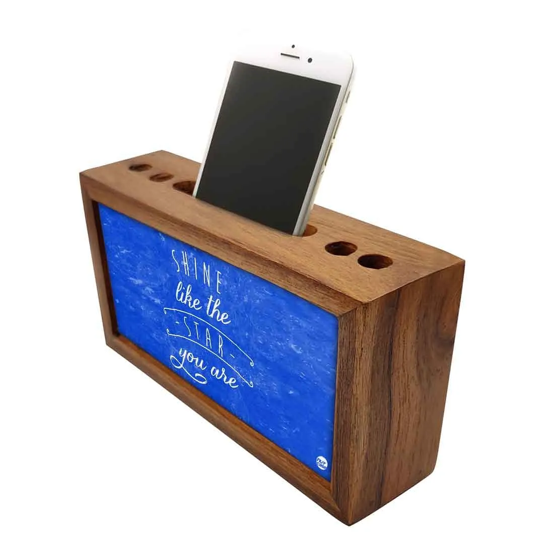 Wooden pen stand desk organizer - Shine Like The Star